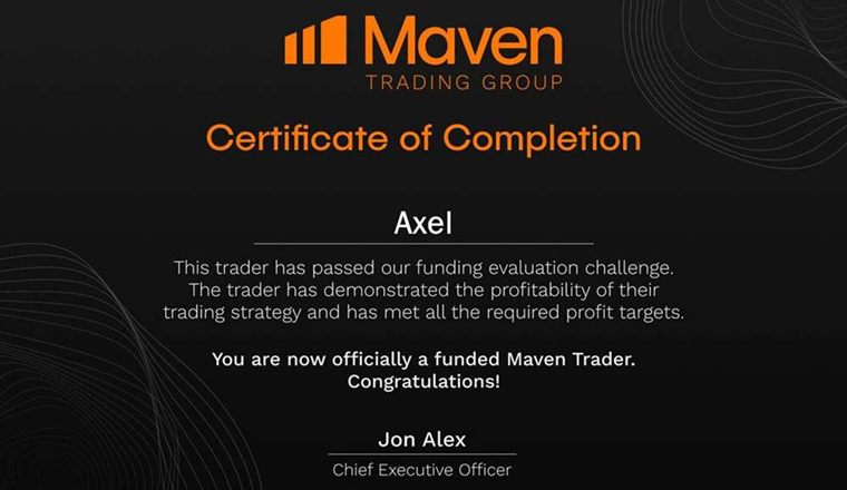 Axel Téllez pasó la evaluación de Maven Trading Group y quedó oficialmente fondeado: opera capital de la firma, no el suyo.