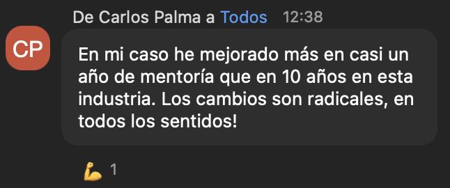 Carlos Palma: “mejoré más en un año de mentoría que en 10 años en esta industria”.