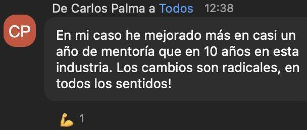 Carlos Palma: “mejoré más en un año de mentoría que en 10 años en esta industria”.