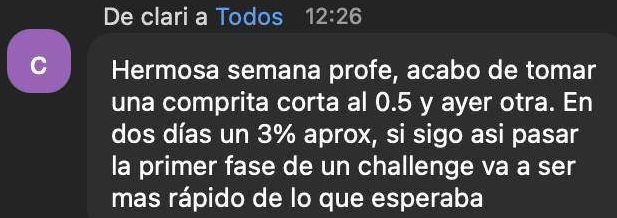 Clari hizo 3% en dos días: “pasar la primera fase del challenge va a ser más rápido de lo que esperaba”.